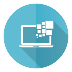 Aufkleber - Laptop blue round flat design vector icon isolated on white background, notebook, computer illustration in eps 10