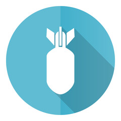 Aufkleber - Bomb blue round flat design vector icon isolated on white background, war, military, weapon illustration in eps 10