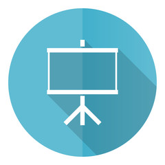 Poster - Board blue round flat design vector icon isolated on white background, school, education, presentation illustration in eps 10