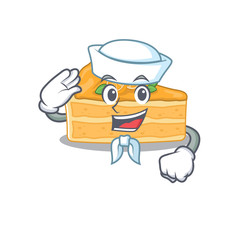 Poster - Cute cheesecake orange Sailor cartoon character wearing white hat