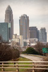 Poster - sunset and overcast over charlotte nc cityscape