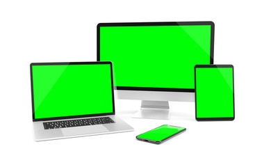 Wall Mural - modern devices isolated on white background 3d rendering