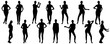 © nosyrevy - Dancing woman in full growth, set of silhouettes. Vector illustration.