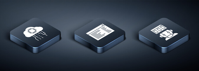 Set Isometric Internet of things, Robot and Software, web developer programming code icon. Vector