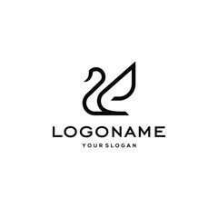 swan logo,goose or duck icon design vector in trendy and abstract luxury line outline style 