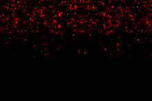 Abstract Waterfalls Of Red Glitter Sparkle Bubbles Particles Bokeh On Black Background,christmas And Happy New Year Holiday