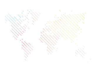 Canvas Print - Dotted map of World. Colorful halftone design. Simple flat vector illustration