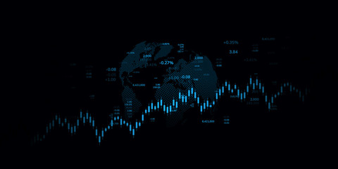 Canvas Print - stock market graph or forex trading chart for business and financial concepts, reports and investmen