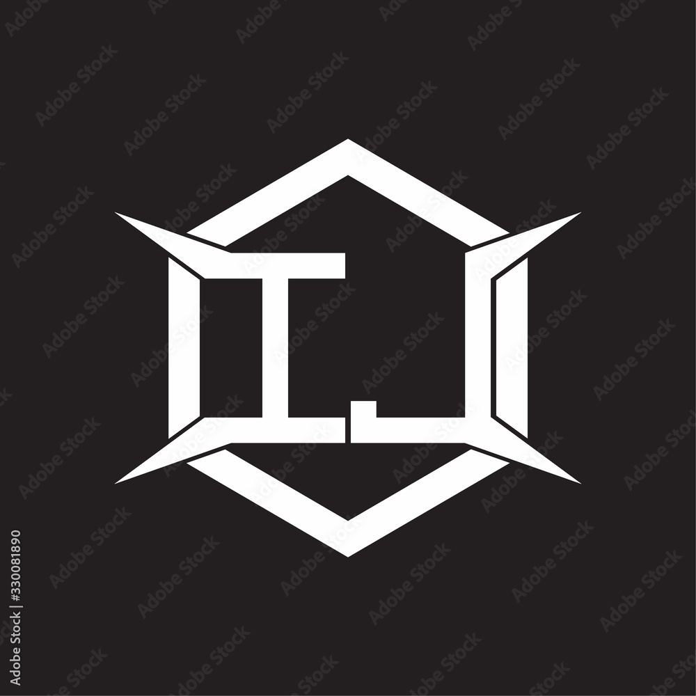 IJ Logo monogram with hexagon and four taper shape design template ...