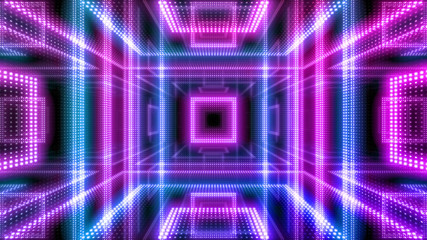 Wall Mural - Disco club space illumination neon light room floor wall 3D illustration abstract background