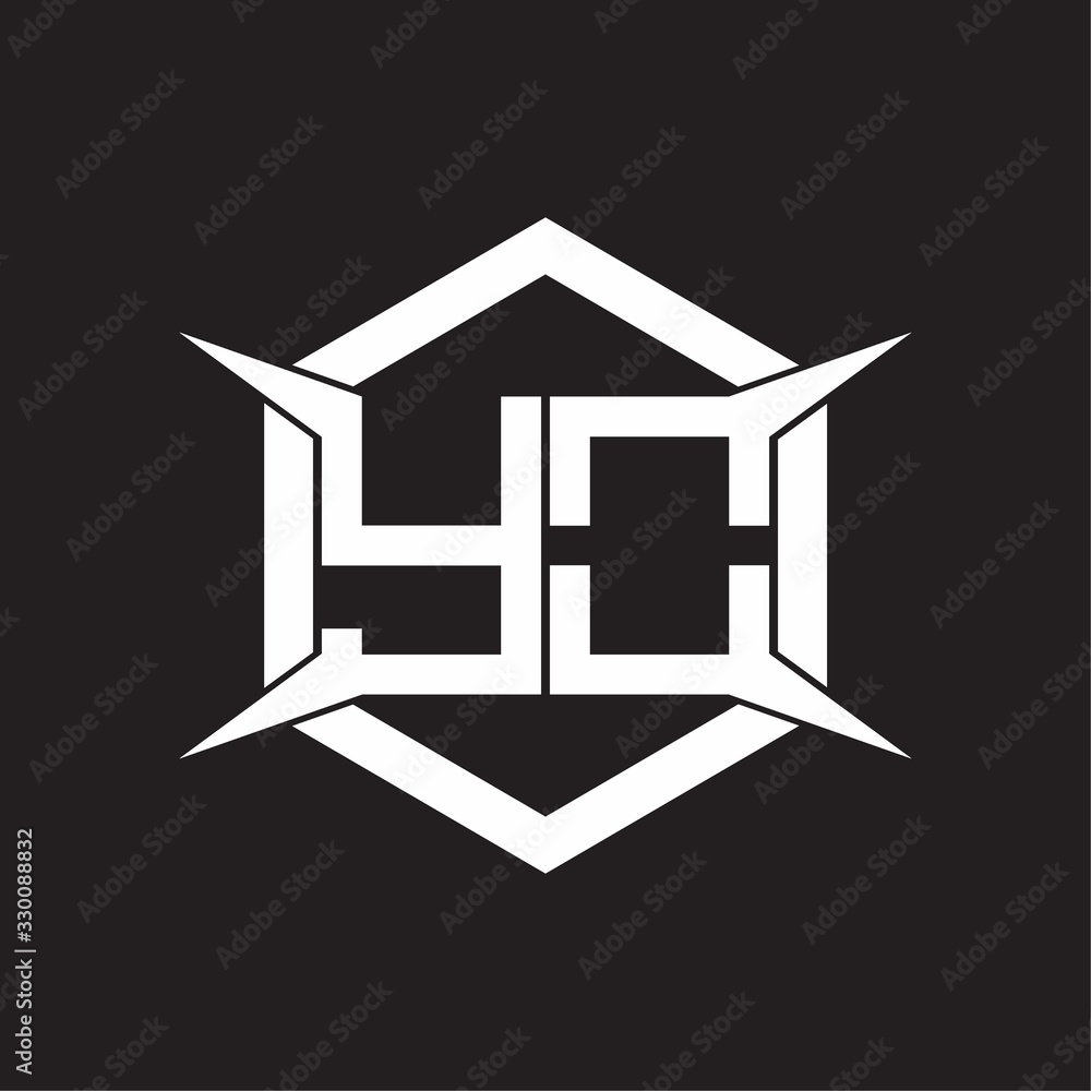 YO Logo monogram with hexagon and four taper shape design template ...