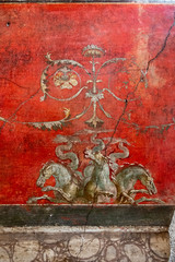 Wall Mural - Ancient fresco in a house in Pompeii, Pompeii destroyed by the eruption of Vesuvius in 79 BC