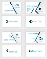 Wall Mural - Blue Business Card Template. Simple Identity Card Design With Alphabet Logo And Slash Accent Decoration. For Corporate, Company, Professional, Business, Advertising, Public Relations, Brochure, Poster