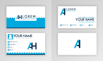 Wall Mural - Blue Business Card Template. Simple Identity Card Design With Alphabet Logo And Slash Accent Decoration. For Corporate, Company, Professional, Business, Advertising, Public Relations, Brochure, Poster