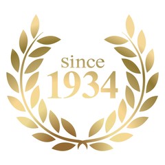 Wall Mural - Since year 1934  gold laurel wreath vector isolated on a white background 