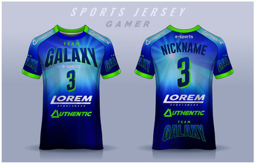 t-shirt e-sport design template, Soccer jersey mockup for football club. uniform front and back view.