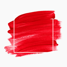 Logo Brush Red Paint Acrylic Background Vector. Perfect Design For Headline And Sale Banner. 
