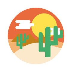 Poster - desert landscape with cactus flat style icon