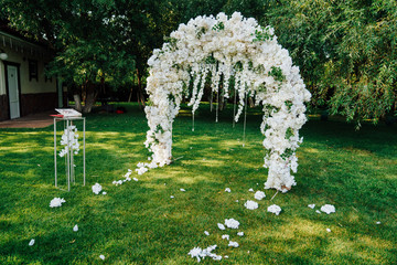 area for outdoor wedding ceremony in the open air.