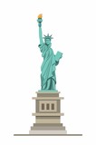 Fototapeta Miasta - liberty statue monument, american famous landmark in front view. cartoon illustration vector isolated in white background
