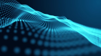 Fototapete - Footage of wave of data in cloud computing network in visualize