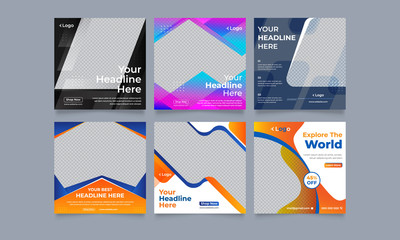 Wall Mural - Web Social media post Banner Set , Use Corporate Business, Travel Agency, Gym,  Fashion Store.