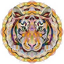 Zentangle Tiger Head With Mandala . Hand Drawn Decorative Vector Illustration