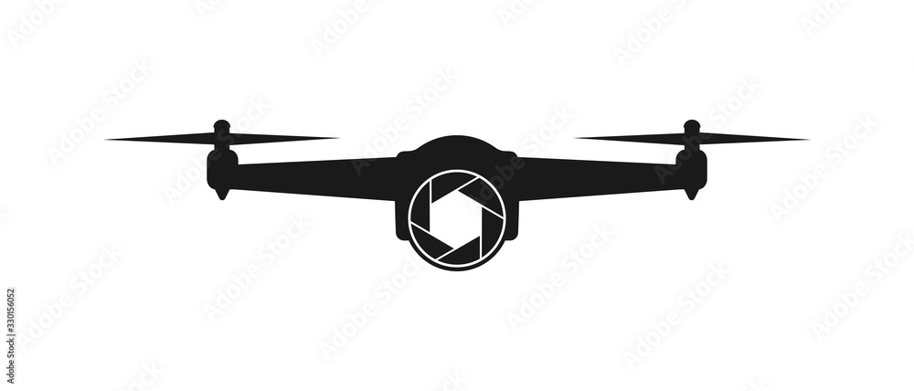 Simple vector icon of a drone with a camera, for logo, applications and web sites - obrazy, fototapety, plakaty 