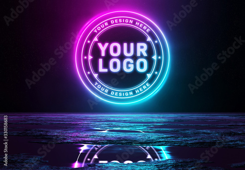 Reflective Neon Logo Mockup Stock Template | Adobe Stock