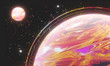© ZeedLa - Small and giant stars or planets 3d abstract space composition with glow