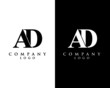 ad, da modern initial logo design vector, with white and black color that can be used for any creative business.