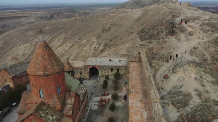 Wall Mural - Christian monastery in the mountains. Aerial view. Armenia.