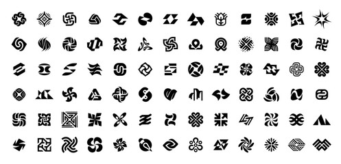 abstract logos collection. geometrical abstract logos. isolated on white background