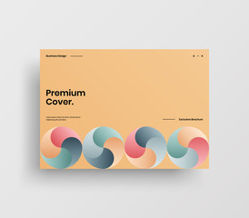 Creative business presentation vector A4 horizontal orientation front page mock up. Modern corporate report cover abstract geometric illustration design layout. Company identity brochure template.