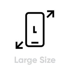 Wall Mural - Tech specs large size phone icon. Editable line vector.