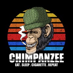 Wall Mural - Chimpanzee Smoke Retro vector illustration