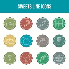 Poster - 12 Sweets Vector Icons in One Set.