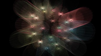 Wall Mural - abstract multicolor conical visual on black background