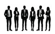© Galina - Vector silhouettes of  men and a women, a group of standing  business people, black and white color isolated on white background