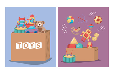 Canvas Print - set toys baby isolated icons