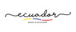 Made in Ecuador handwritten calligraphic lettering logo sticker flag ribbon banner