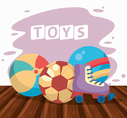 Canvas Print - set toys baby isolated icons