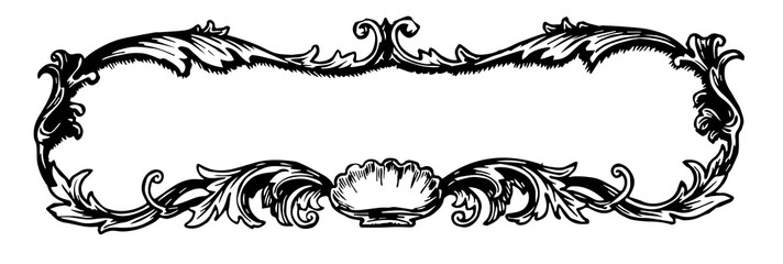 Wall Mural - ornate banner have leaves pattern in this border, vintage engraving.