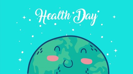 Canvas Print - international health day with world planet character and lettering