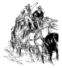 Stagecoach, Vintage Illustration