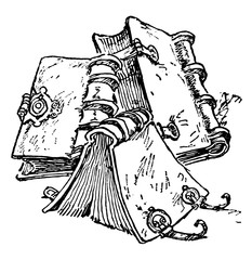 Wall Mural - Book or Handmade books, vintage engraving.
