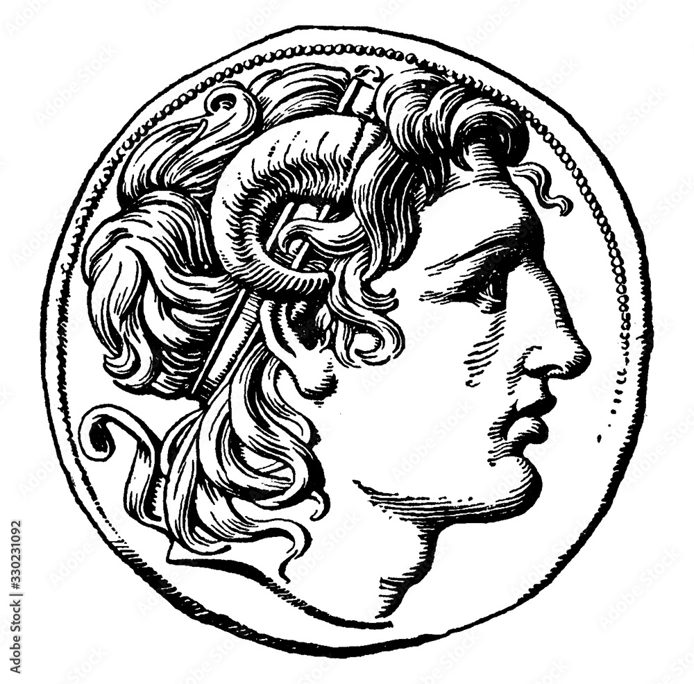 Coin of Alexander the Great, vintage illustration. Stock Vector | Adobe  Stock