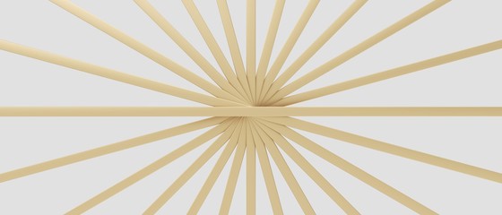 Wall Mural - Golden metallic slices isolated in white background. 3d rendering - illustration.