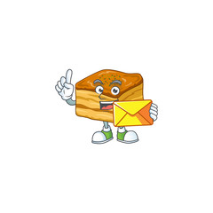 Poster - Cute face baklava mascot design holding an envelope