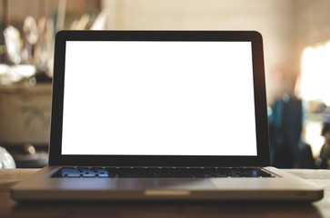mock up copy space blank screen concept business working on laptop.